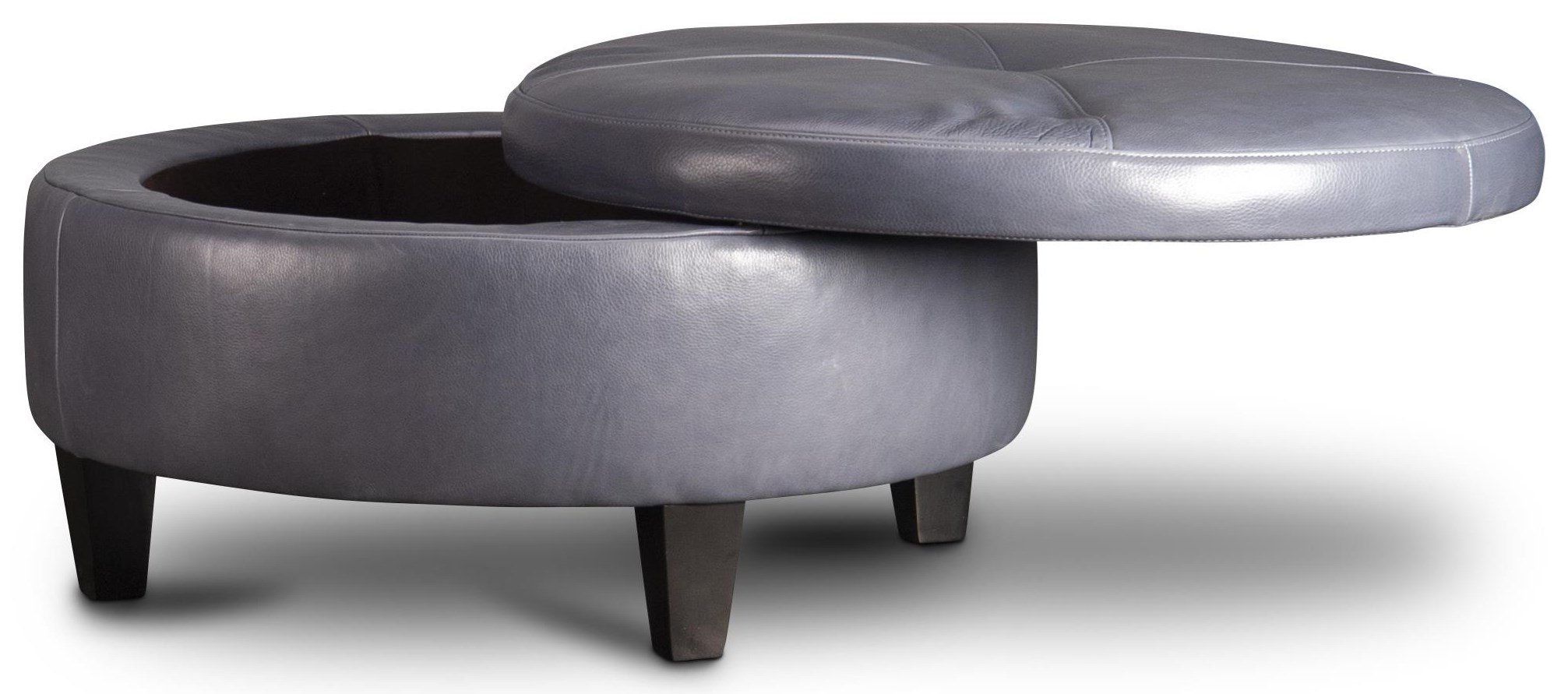 Round gray leather ottoman hotsell